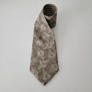 Country Britches Silk Men Tie Made in Italy Beige Geometric